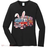 Firetruck Bunny Easter Easter Day Firefighter Women's Long Sleeve Shirt thumb 0