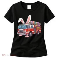 Firetruck Bunny Easter Easter Day Firefighter Women's T-Shirt thumb 0