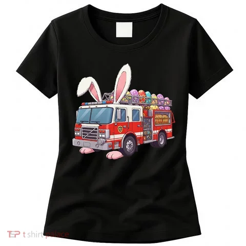 Firetruck Bunny Easter Easter Day Firefighter Women's T-Shirt in the selected color