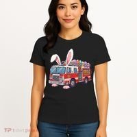 Firetruck Bunny Easter Easter Day Firefighter Women's T-Shirt thumb 4