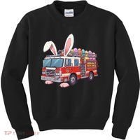 Firetruck Bunny Easter Easter Day Firefighter Kids Sweatshirt thumb 0