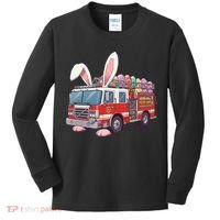 Firetruck Bunny Easter Easter Day Firefighter Kids Long Sleeve Shirt thumb 0