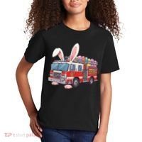 Firetruck Bunny Easter Easter Day Firefighter Kids T-Shirt thumb 2