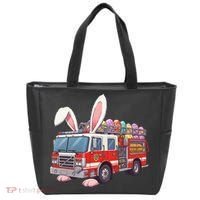 Firetruck Bunny Easter Easter Day Firefighter Tote Bag thumb 0