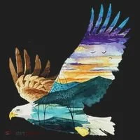Flying Bald Eagle Mountain Sky Scenary Silhouette Women's Sweatshirt thumb 2