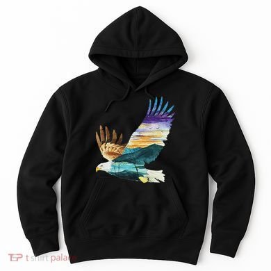 Flying Bald Eagle Mountain Sky Scenary Silhouette Hoodie