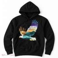 Flying Bald Eagle Mountain Sky Scenary Silhouette Hoodie thumb 0