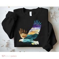 Flying Bald Eagle Mountain Sky Scenary Silhouette Sweatshirt thumb 2