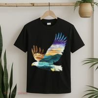Flying Bald Eagle Mountain Sky Scenary Silhouette T-Shirt thumb 2