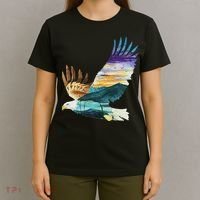 Flying Bald Eagle Mountain Sky Scenary Silhouette T-Shirt thumb 4