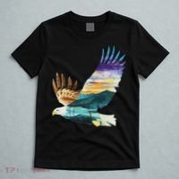 Flying Bald Eagle Mountain Sky Scenary Silhouette T-Shirt thumb 5