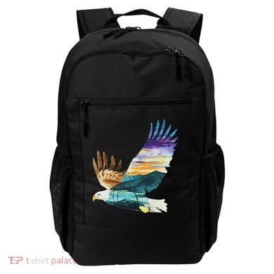 Flying Bald Eagle Mountain Sky Scenary Silhouette Backpack