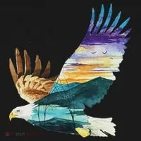 Flying Bald Eagle Mountain Sky Scenary Silhouette Bucket Hat thumb 4