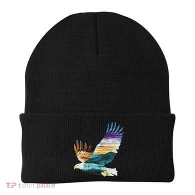Flying Bald Eagle Mountain Sky Scenary Silhouette Beanie
