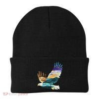 Flying Bald Eagle Mountain Sky Scenary Silhouette Beanie thumb 0