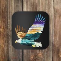 Flying Bald Eagle Mountain Sky Scenary Silhouette Coaster thumb 0