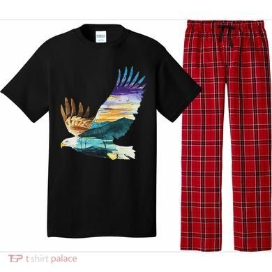 Flying Bald Eagle Mountain Sky Scenary Silhouette Pajama Set