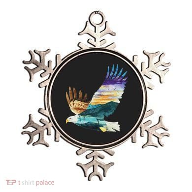 Flying Bald Eagle Mountain Sky Scenary Silhouette Ornament