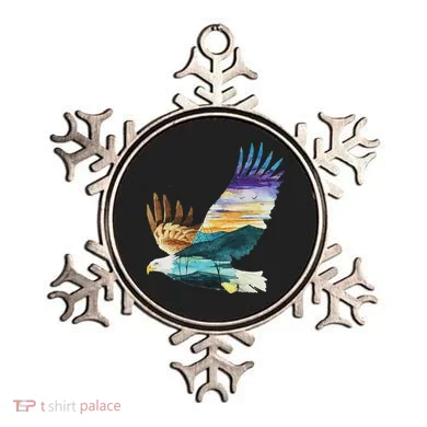 Flying Bald Eagle Mountain Sky Scenary Silhouette Ornament