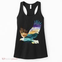 Flying Bald Eagle Mountain Sky Scenary Silhouette Women's Tank Top thumb 0
