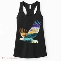 Flying Bald Eagle Mountain Sky Scenary Silhouette Women's Tank Top thumb 0