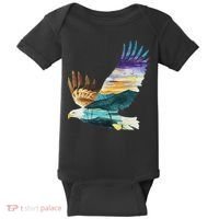Flying Bald Eagle Mountain Sky Scenary Silhouette Baby Bodysuit thumb 0