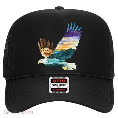 Flying Bald Eagle Mountain Sky Scenary Silhouette Hat