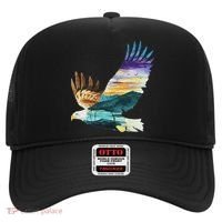 Flying Bald Eagle Mountain Sky Scenary Silhouette Hat thumb 0