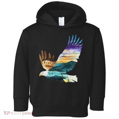 Flying Bald Eagle Mountain Sky Scenary Silhouette Toddler Hoodie