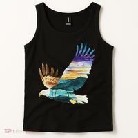 Flying Bald Eagle Mountain Sky Scenary Silhouette Tank Top thumb 2