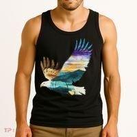 Flying Bald Eagle Mountain Sky Scenary Silhouette Tank Top thumb 3
