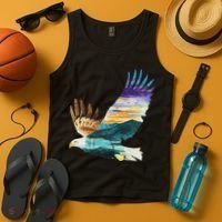 Flying Bald Eagle Mountain Sky Scenary Silhouette Tank Top thumb 4