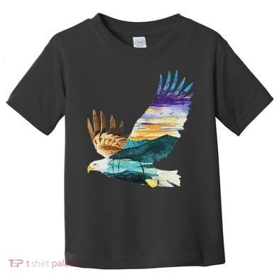 Flying Bald Eagle Mountain Sky Scenary Silhouette Toddler T-Shirt