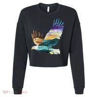 Flying Bald Eagle Mountain Sky Scenary Silhouette Cropped Pullover Crew thumb 0