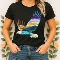 Flying Bald Eagle Mountain Sky Scenary Silhouette Women's T-Shirt thumb 2