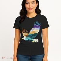 Flying Bald Eagle Mountain Sky Scenary Silhouette Women's T-Shirt thumb 4