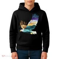 Flying Bald Eagle Mountain Sky Scenary Silhouette Kids Hoodie thumb 4