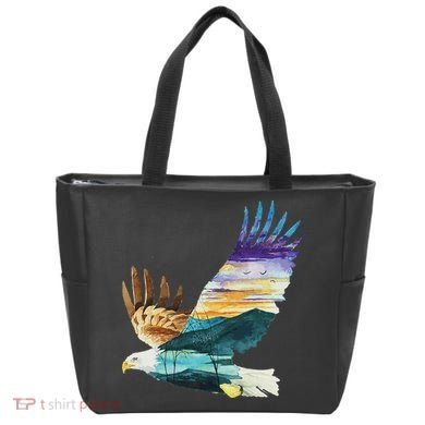 Flying Bald Eagle Mountain Sky Scenary Silhouette Tote Bag