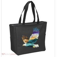 Flying Bald Eagle Mountain Sky Scenary Silhouette Tote Bag thumb 2
