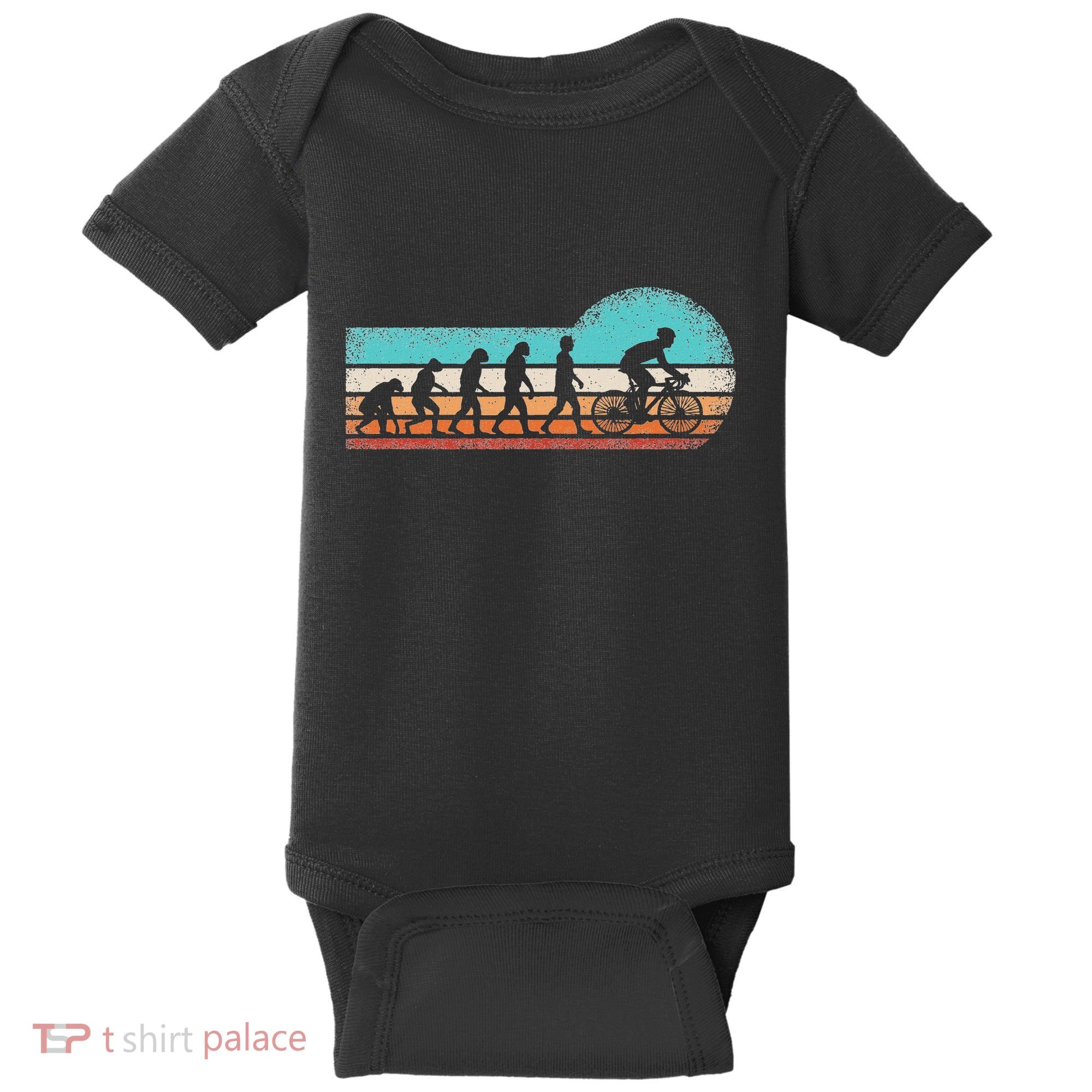 Funny Bicycle Evolution Mountain Bike Cyclist Cycling Bike Baby Bodysuit