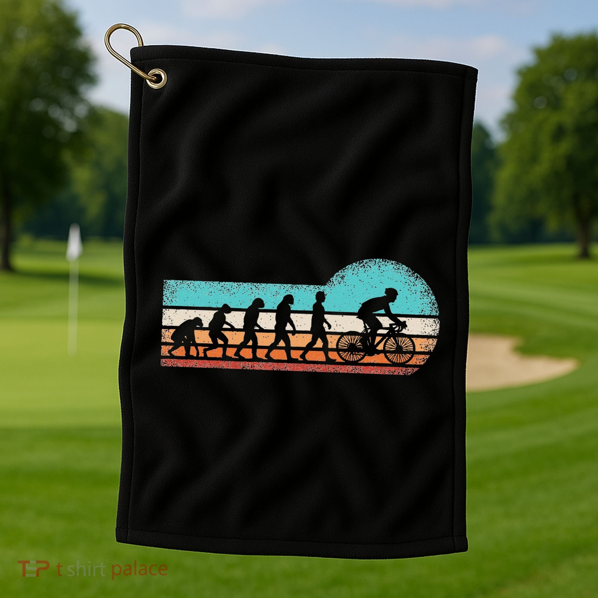Funny Bicycle Evolution Mountain Bike Cyclist Cycling Bike Golf Towel