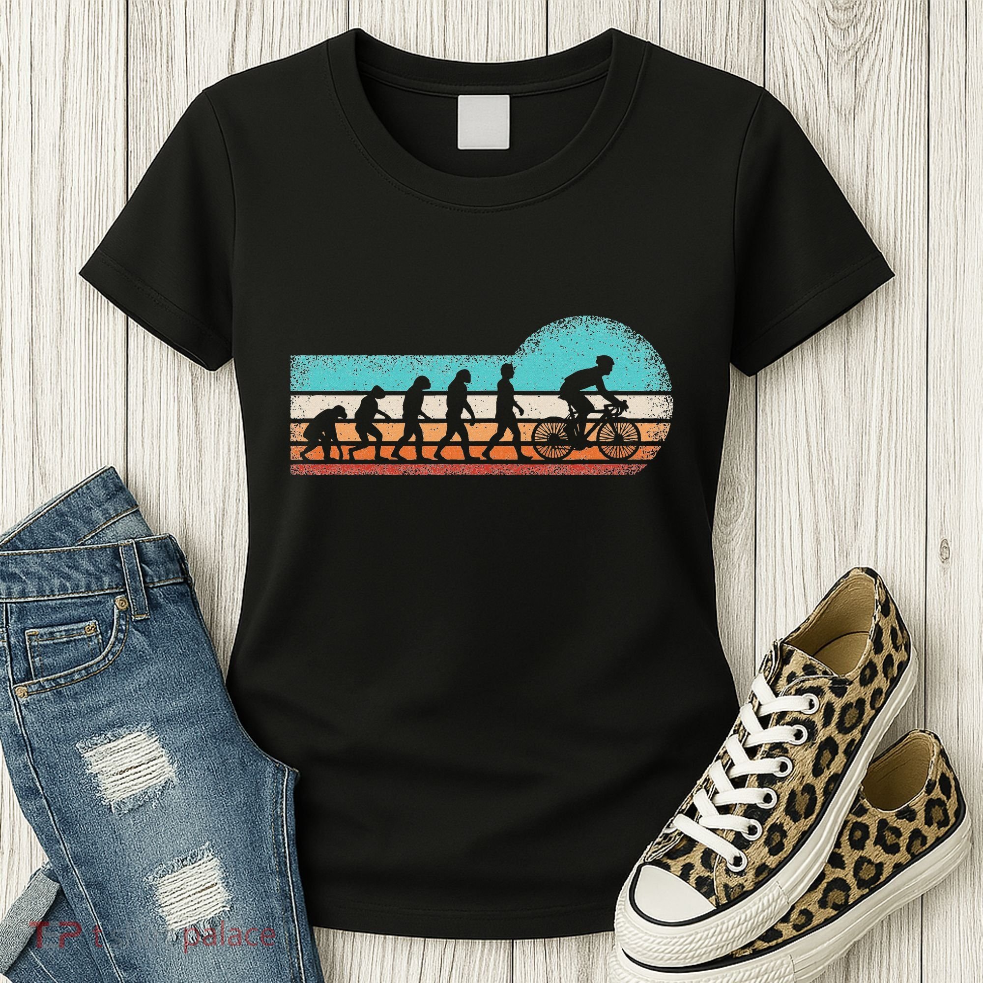 Funny Bicycle Evolution Mountain Bike Cyclist Cycling Bike Women's T-Shirt