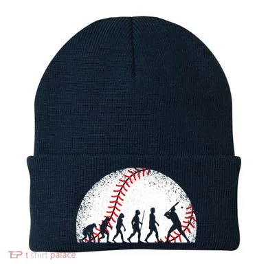 Funny Baseball Evolution Baseball Player Beanie