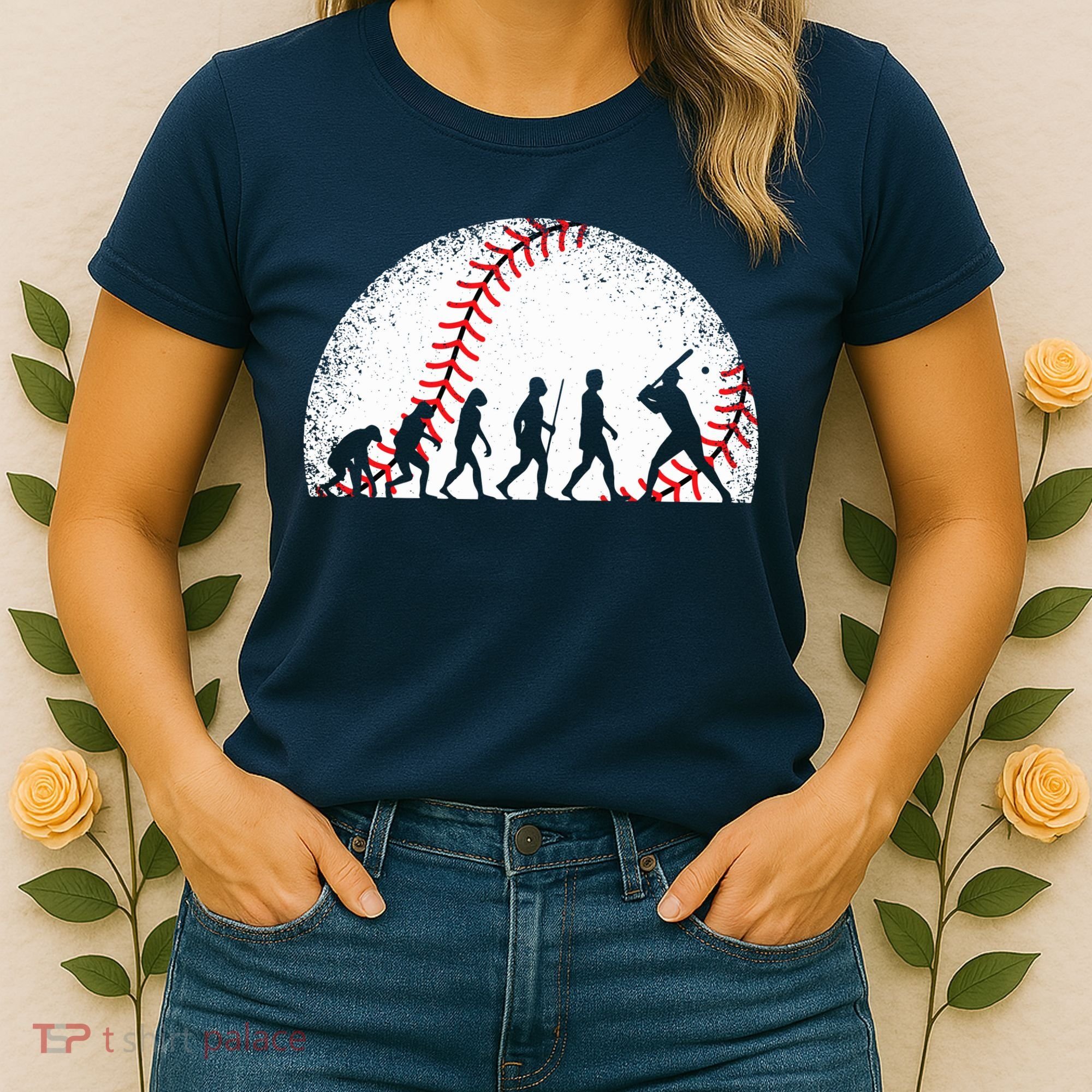 Funny Baseball Evolution Baseball Player Women's T-Shirt