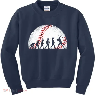 Funny Baseball Evolution Baseball Player Kids Sweatshirt