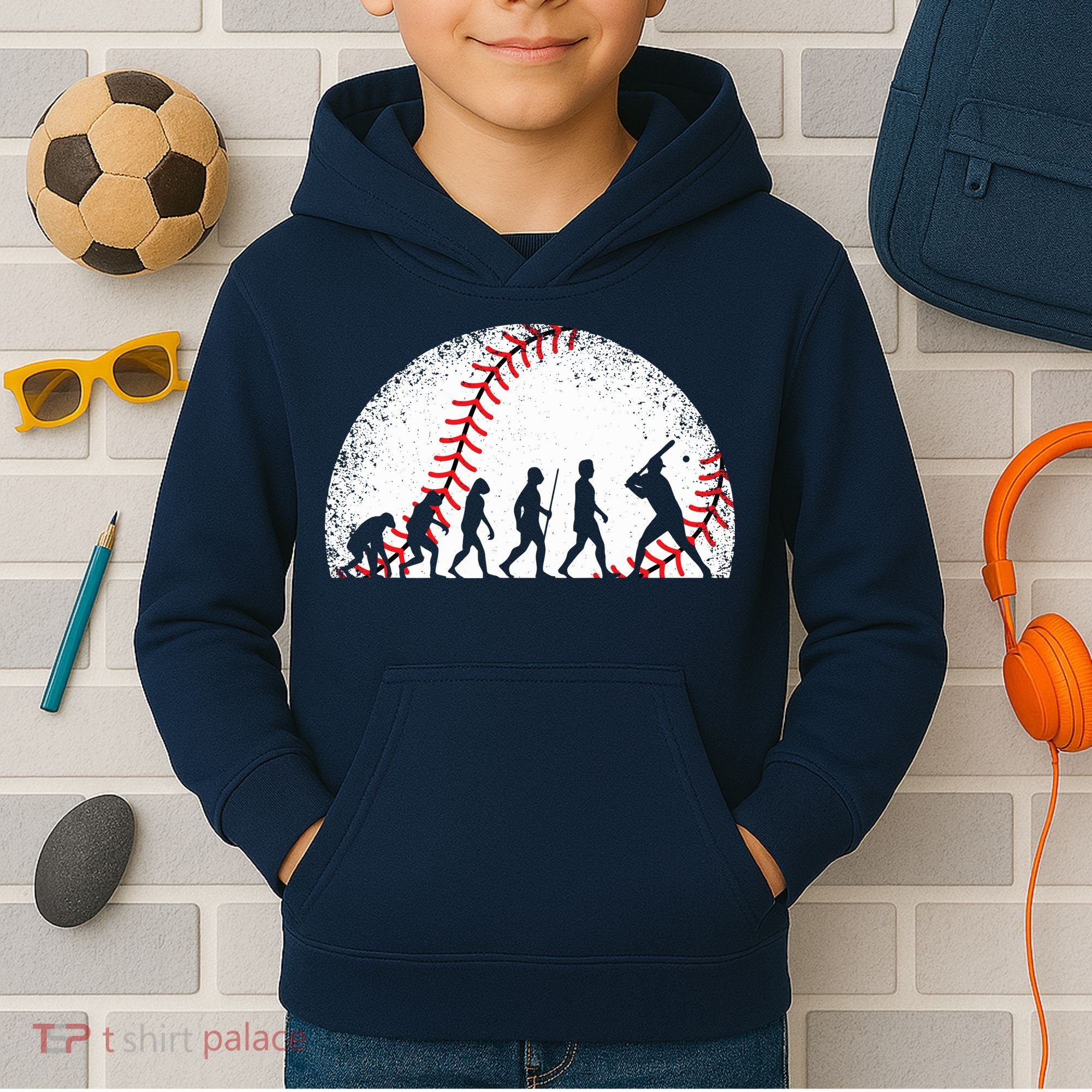 Funny Baseball Evolution Baseball Player Kids Hoodie
