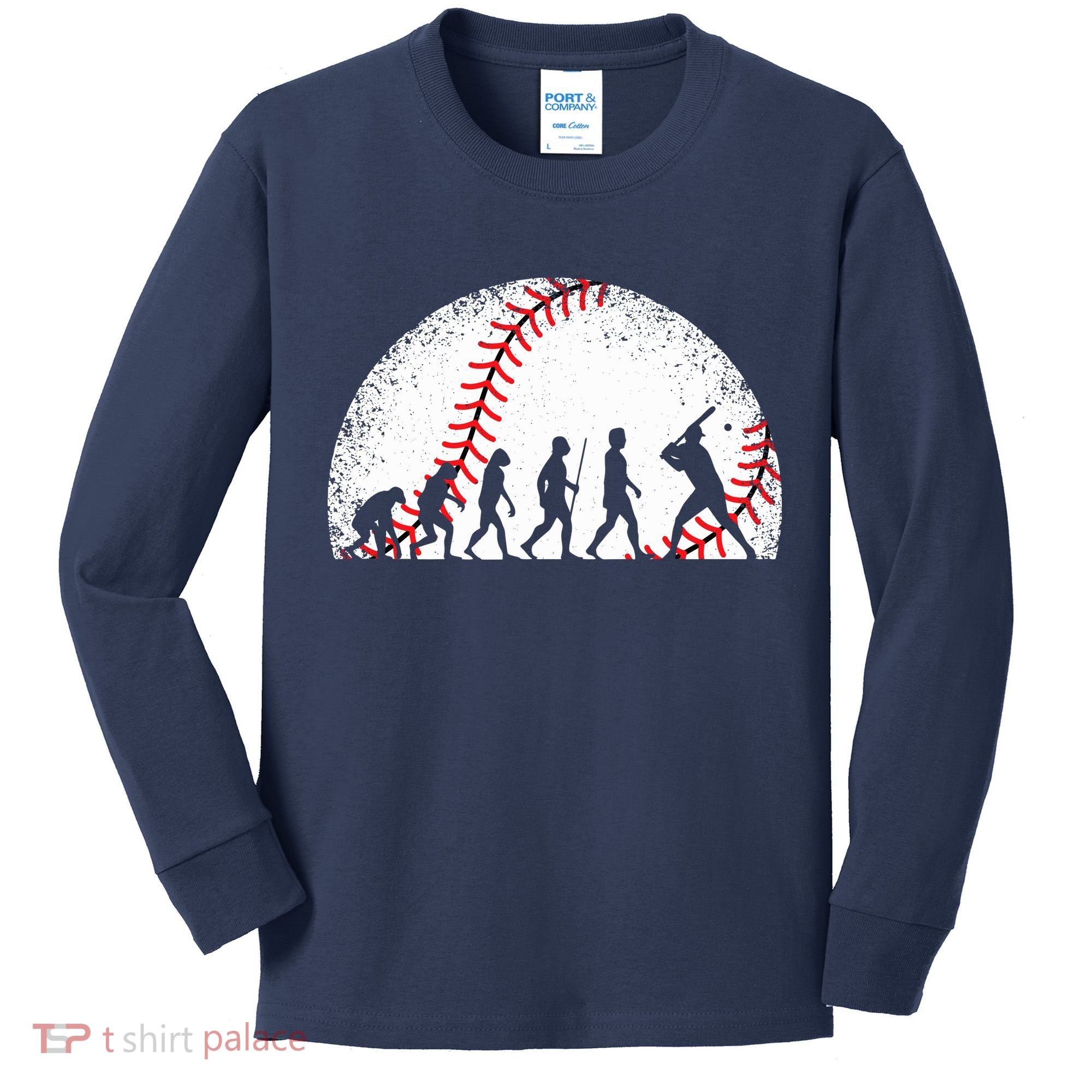 Funny Baseball Evolution Baseball Player Kids Long Sleeve Shirt