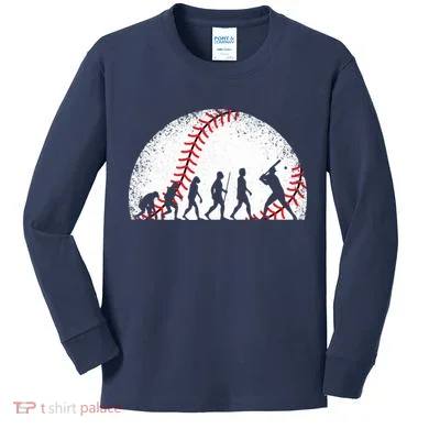 Funny Baseball Evolution Baseball Player Kids Long Sleeve Shirt
