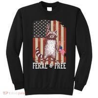 Feral But Free Raccoon July 4th Patriotic For Family Sweatshirt thumb 0