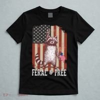 Feral But Free Raccoon July 4th Patriotic For Family T-Shirt thumb 5